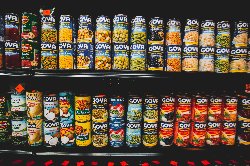 Canned Food on Shelves